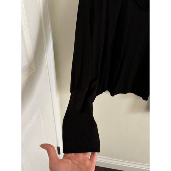 Madewell Top Women's Medium Black Puff Long Sleeve Scoopneck Blouse Soft - Picture 4 of 8